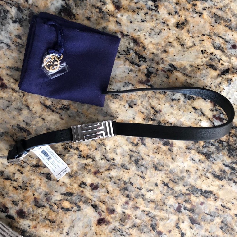 Tory Burch Black Fit Bit Leather Wrap